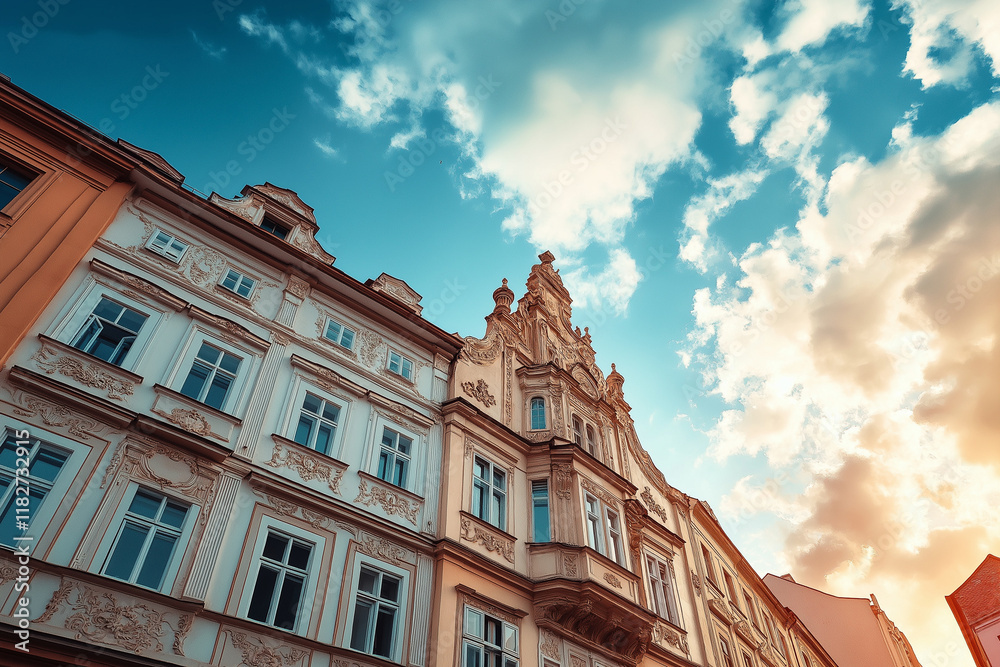 Fototapeta premium 建築, ビル, 家, シティ, ユーロパ, 古い, うわべ, タウンズ, 空, ドイッチュ, まど, ビル, 歴史的に重要な, まど, 旅行, アーバン, 家, 外側, プラハ, ランドマーク, 古代の, 観光, タワー, 通り, 歴史上の