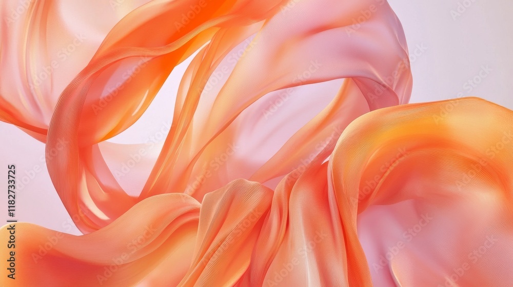 Obraz premium Abstract Flowing Fabric Design: A Stunning Orange and Pink Gradient