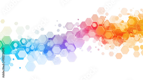 Abstract, colorful hexagon background vector presentation design on a white background