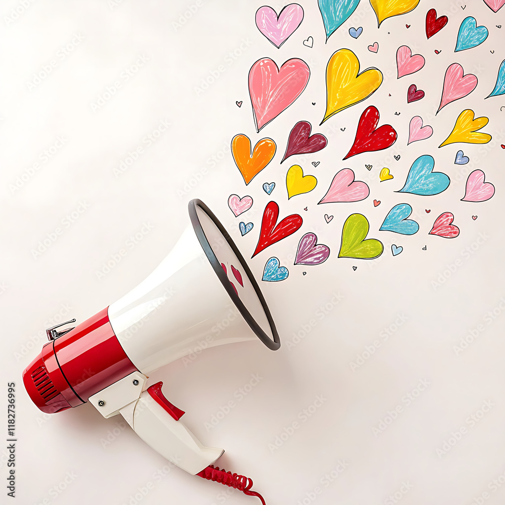 a megaphone with hearts jumping out of it a megaphone with hearts jumping out of it