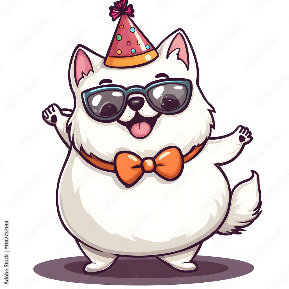 Happy dog with birthday hat sticker Happy dog with birthday hat sticker