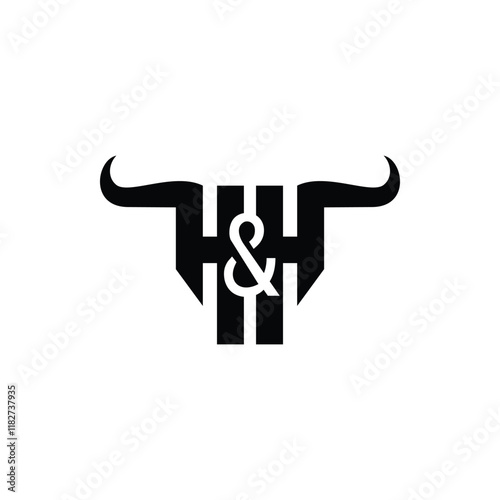 HH letter bull ranch logo design