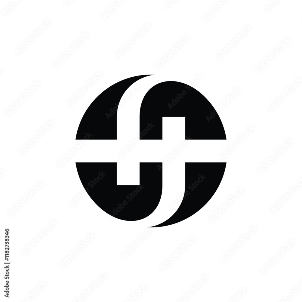 HS letter logo circle negative space HS letter logo circle negative space