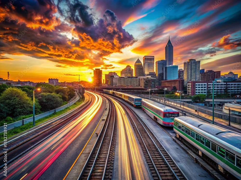 Boston Turnpike Time-Lapse: Dynamic Train Transit Through Urban Landscape