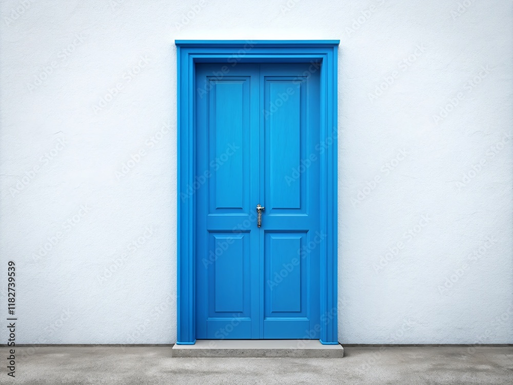 Bright Blue Closed Door Cutout - Vibrant Stock Photo of a Shut Door Bright Blue Closed Door Cutout - Vibrant Stock Photo of a Shut Door