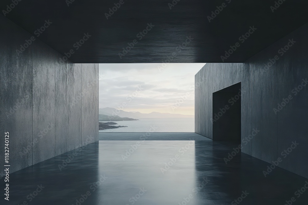 Coastal concrete room sunrise ocean view minimalist architecture design Coastal concrete room sunrise ocean view minimalist architecture design