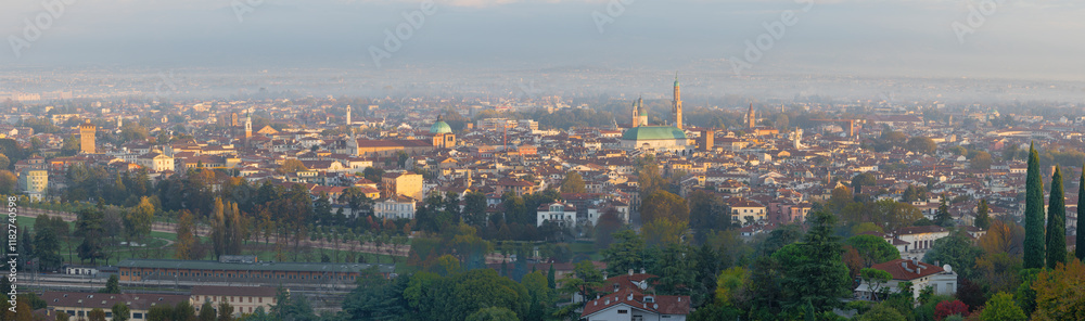 Fototapeta premium Panorama of Vicenza in morning light wiht the Basilica Paladiana.