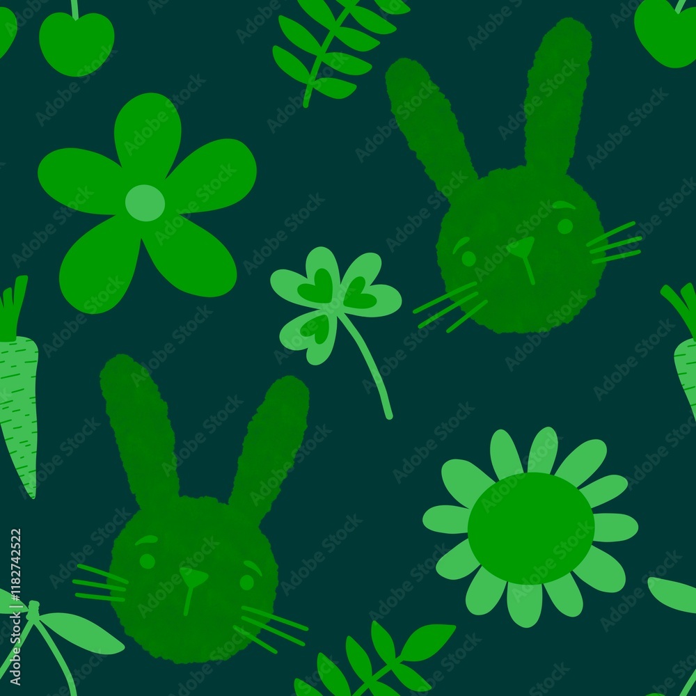 Spring animals seamless rabbit pattern for wrapping paper and fabrics and linens Spring animals seamless rabbit pattern for wrapping paper and fabrics and linens