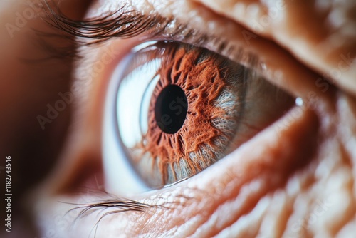 Close-up view of an eye affected by macular degeneration highlighting retinal damage and unique patterns in detail photo