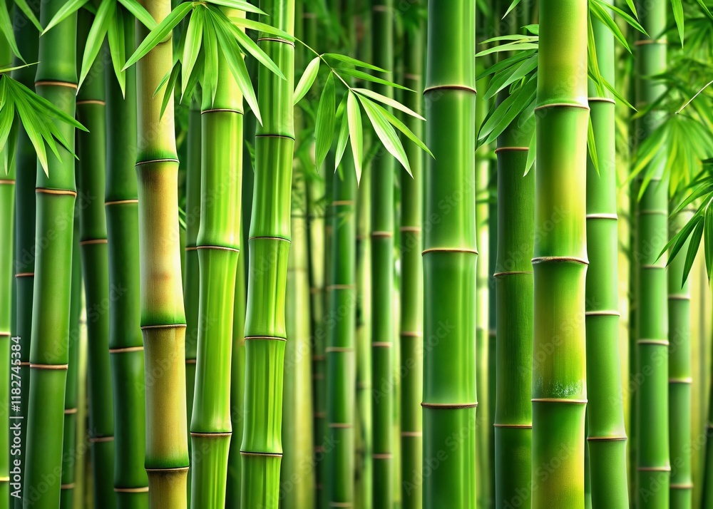 Fototapeta premium Close-up Bamboo Shoots, Isolated 3D Render, Selective Focus