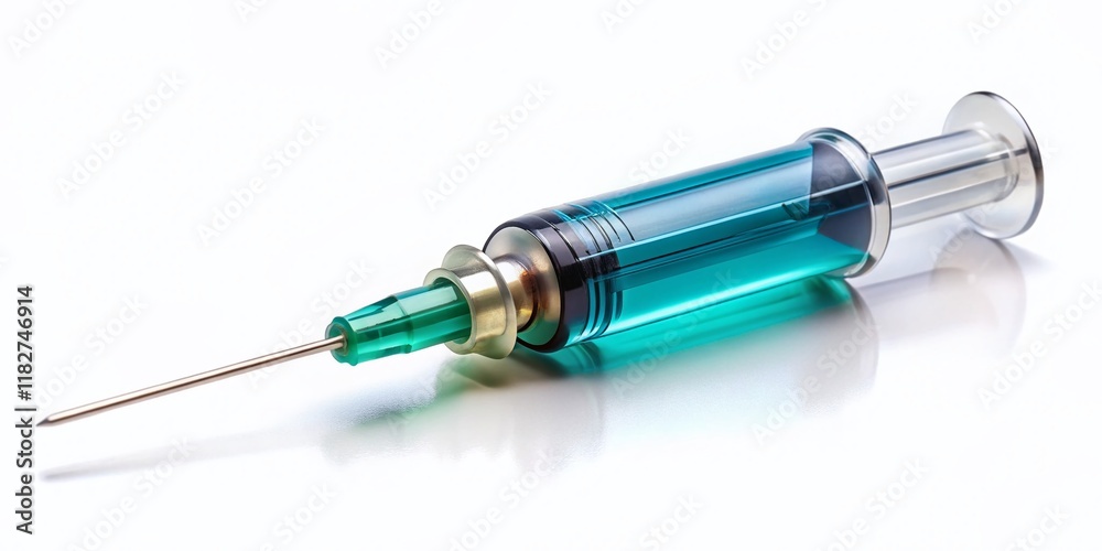 Close-up Medical Syringe with Liquid, Isolated on White, Clipping Path,  Space for Text - Stock Photo