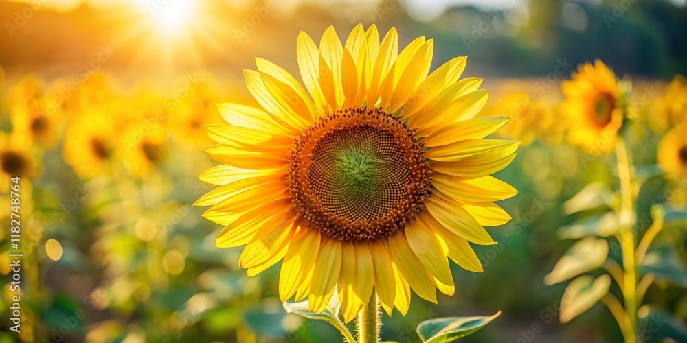 Obraz premium Close-Up of Vibrant Yellow Sunflower, Nature's Golden Beauty, Detailed Macro Shot