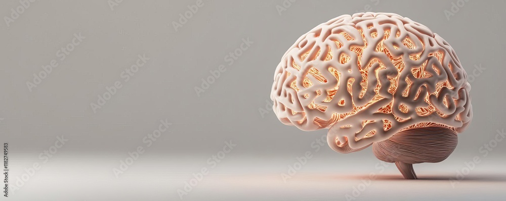 Digital brain rendered with glowing patterns of energy, modern and futuristic Digital brain rendered with glowing patterns of energy, modern and futuristic
