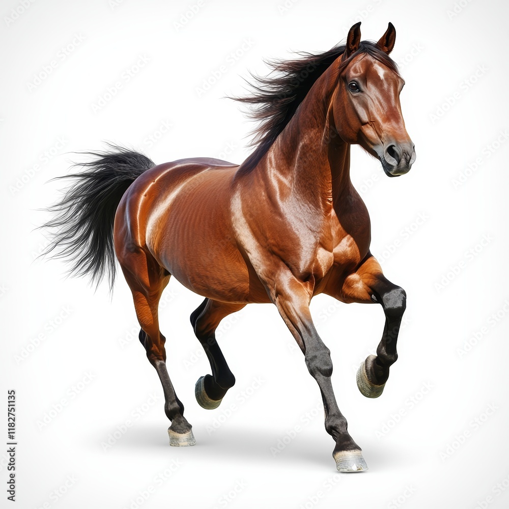 Obraz premium Horse Isolated on White Background, Animal Portraits, Equine Photography, Wildlife Imagery, and Minimalist Design