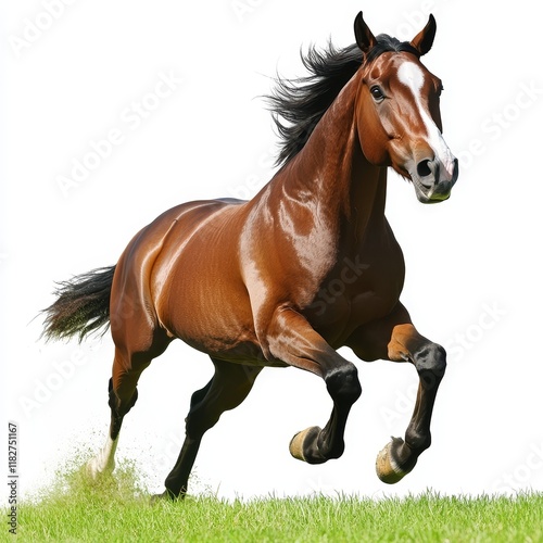 Horse Isolated on White Background, Animal Portraits, Equine Photography, Wildlife Imagery, and Minimalist Design
