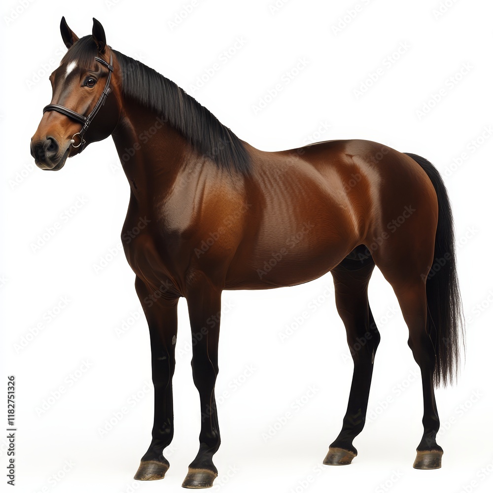 Obraz premium Horse Isolated on White Background, Animal Portraits, Equine Photography, Wildlife Imagery, and Minimalist Design