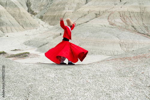 sufi whirling (Turkish: Semazen) is a form of Sama or physically active meditation which originated among Sufis. photo