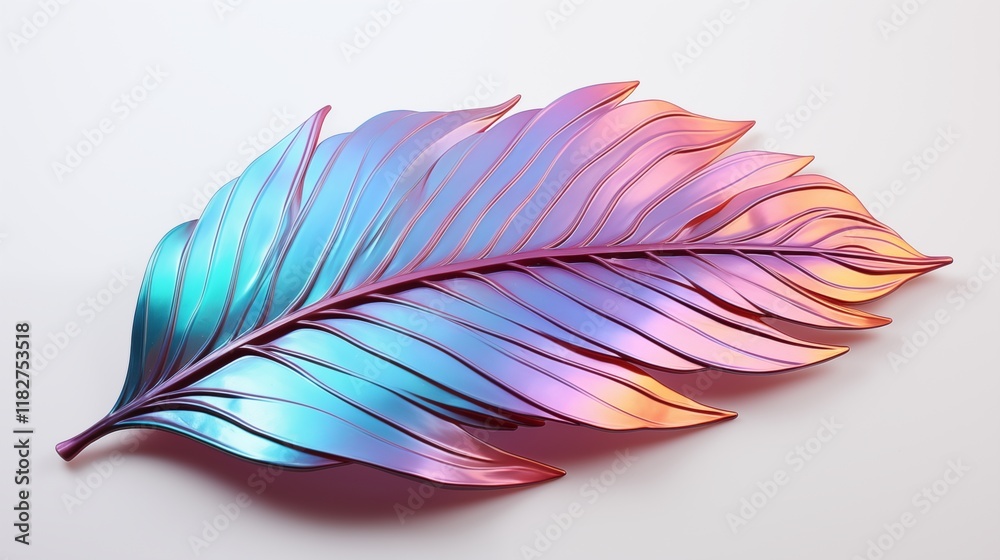 Shiny holographic tropical leaf isolated on black, symbolizing exotic plants, nature, and modern art themes, studio view. Shiny holographic tropical leaf isolated on black, symbolizing exotic plants, nature, and modern art themes, studio view.