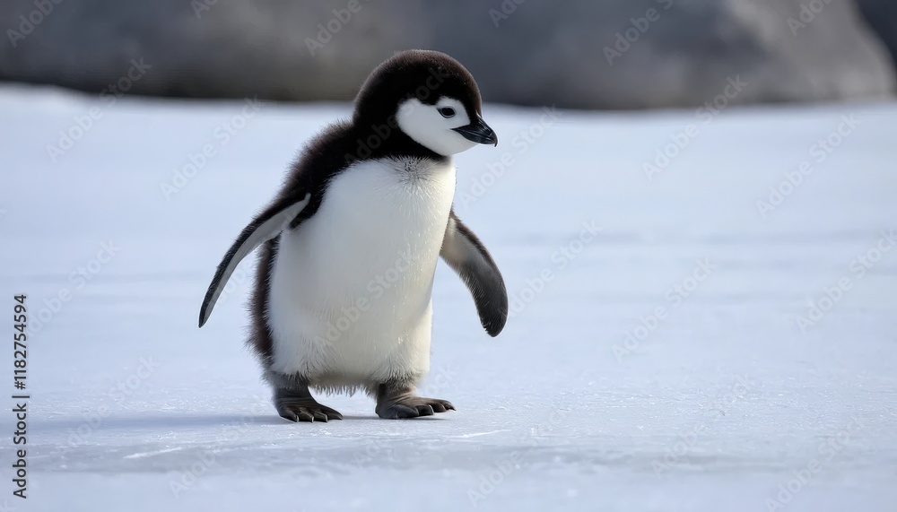 Fototapeta premium Adorable Baby Penguin on Ice