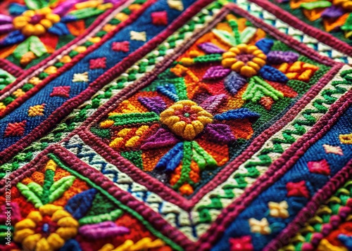 Contemporary Balochi Embroidery: Modern Textile Art, Close-Up Detail photo