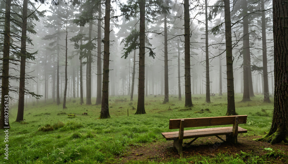 Tranquillité dans la forêt embrumée Tranquillité dans la forêt embrumée