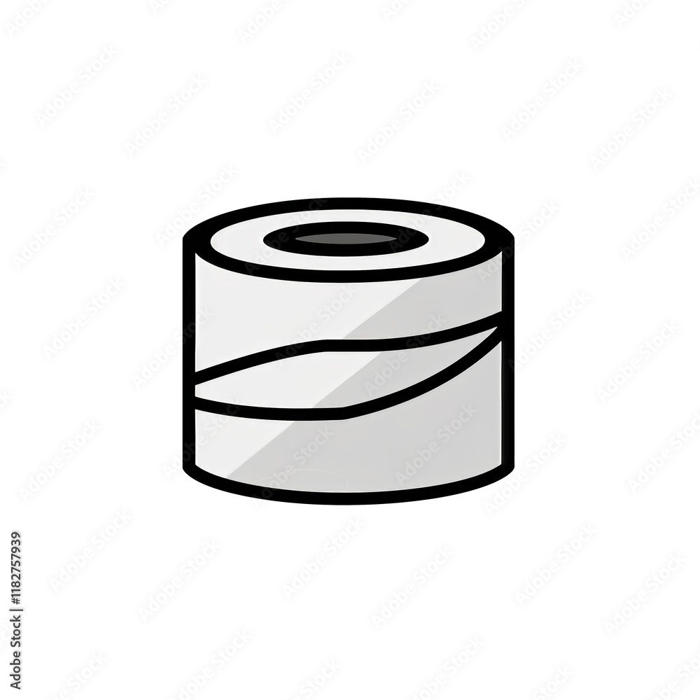 PNG cut out isolated background. A clean and simple illustration of a tape roll designed in a black-and-white style. PNG cut out isolated background. A clean and simple illustration of a tape roll designed in a black-and-white style.