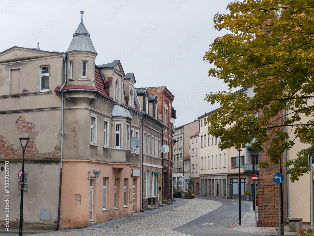 Kościuszki street in the old town of Śrem, Wielkopolska, Poland