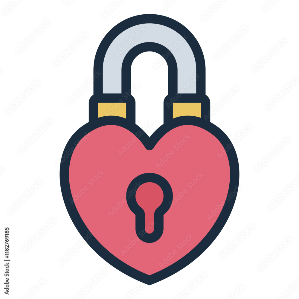 Heart-shaped padlock filled line icon symbolizing secure love and relationships Heart-shaped padlock filled line icon symbolizing secure love and relationships