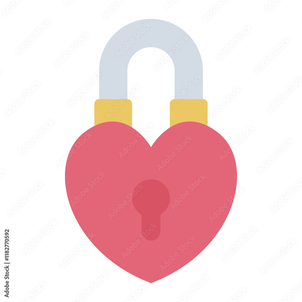 Heart-shaped padlock flat icon symbolizing secure love and relationships Heart-shaped padlock flat icon symbolizing secure love and relationships