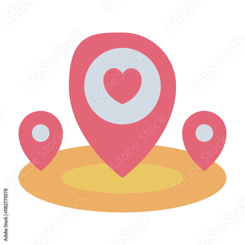 Nearby location flat icon for finding love and connections in dating apps