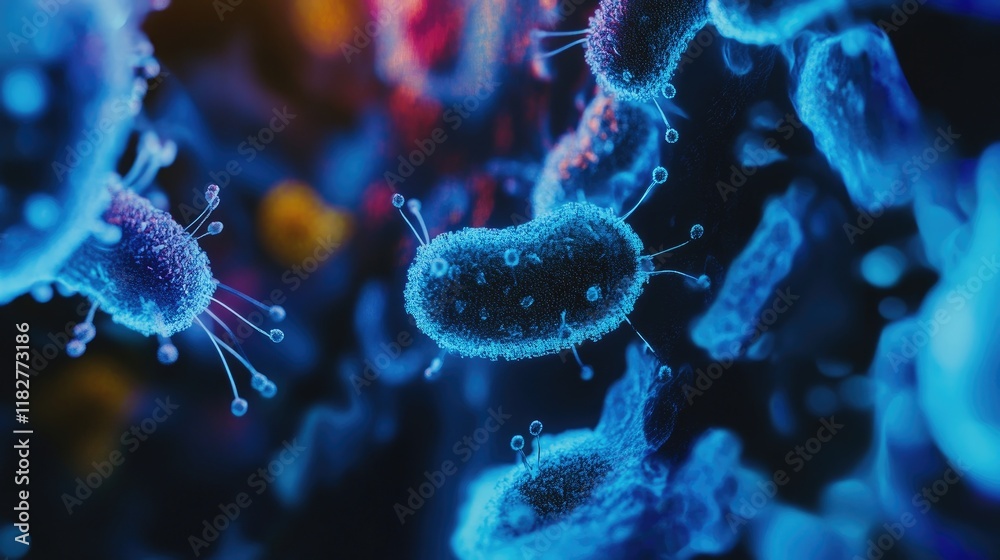 Obraz premium Microscopic view of biological samples displayed on an ultra-modern monitor,