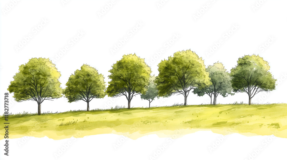 Obraz premium watercolor of tree isolated on white background