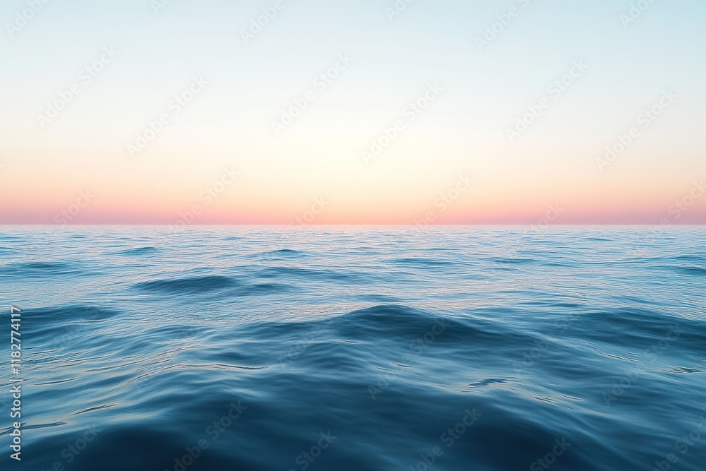Calm ocean waves reflect the pastel colors of sunset over a serene horizon at a peaceful beach. Generative AI Calm ocean waves reflect the pastel colors of sunset over a serene horizon at a peaceful beach. Generative AI