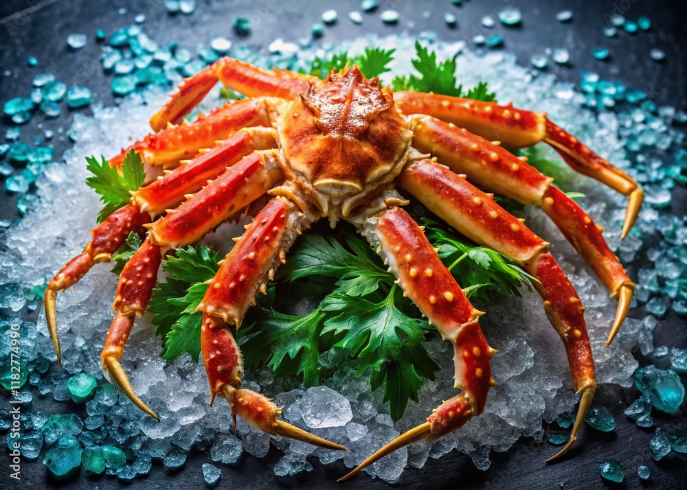 Delicious King Crab Legs: Fresh Seafood Delicacy on Ice