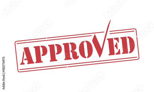 red approved stamp with check mark. stamp isolated on white background