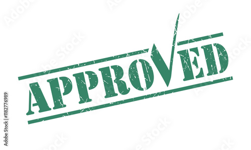 green approved stamp with check mark. grunge stamp on a white background