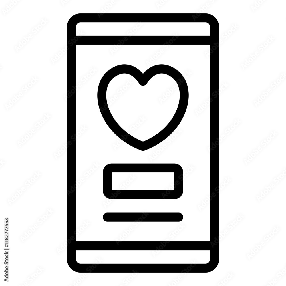 Phone outline icon representing dating apps and online connections Phone outline icon representing dating apps and online connections