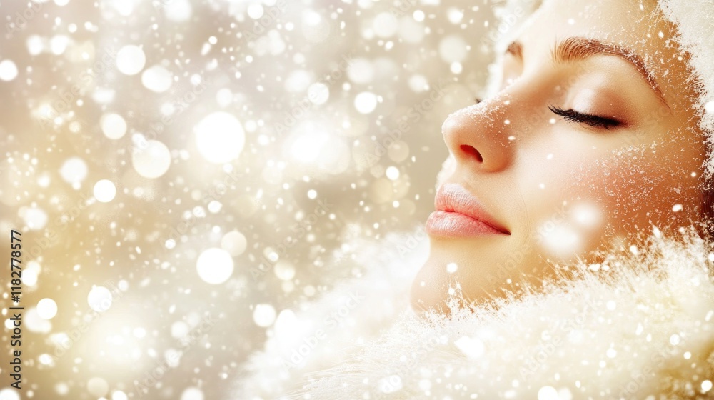 A youthful woman revels in the tranquility of winter, dressed in a stylish outfit, as soft snowflakes cascade around her, creating a serene and magical mood A youthful woman revels in the tranquility of winter, dressed in a stylish outfit, as soft snowflakes cascade around her, creating a serene and magical mood