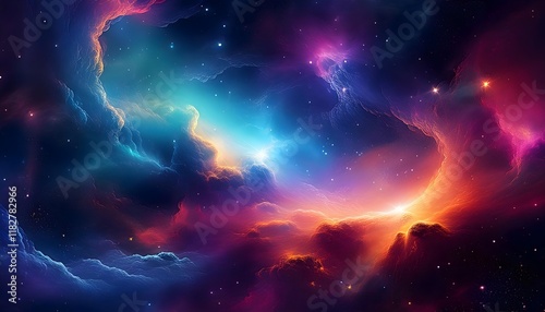 Abstract colorful space galaxy cosmos. Supernova cloud nebula background wallpaper