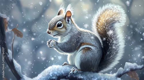 Squirrel illustration. Frostglint. Illustration photo
