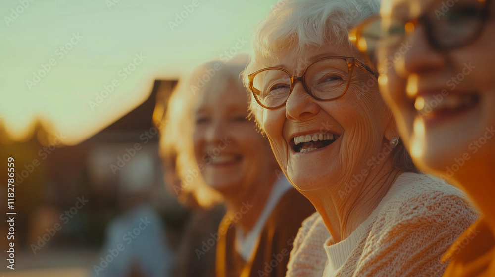 Elderly Friends Enjoying Group Fitness Class Outdoors, Active Lifestyle Elderly Friends Enjoying Group Fitness Class Outdoors, Active Lifestyle
