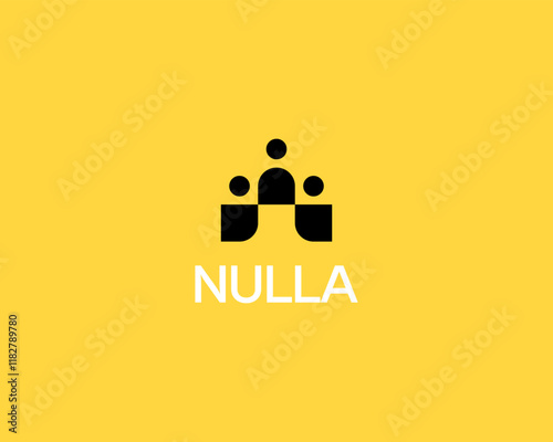 People logo from geometric shapes. Creative team care support vector icon.