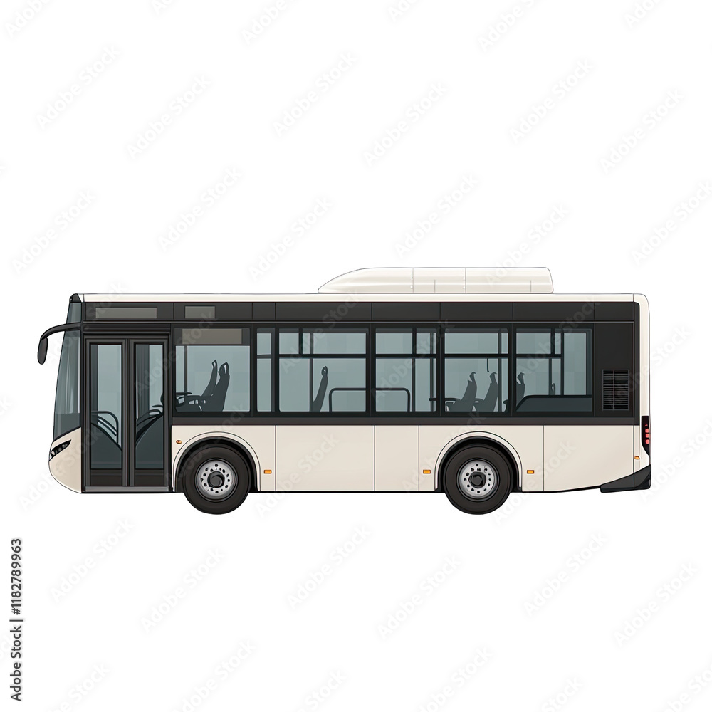 City bus illustration with modern design and spacious interior City bus illustration with modern design and spacious interior