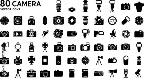 Foto camera icon vector set. Photo illustration sign. Photo studio symbol. Photo session logo. Focus mark.