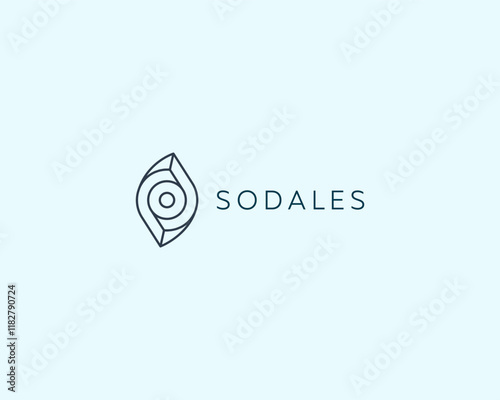 Abstract leaf line logo. Garden park creative vector logotype. An eye icon from lines.