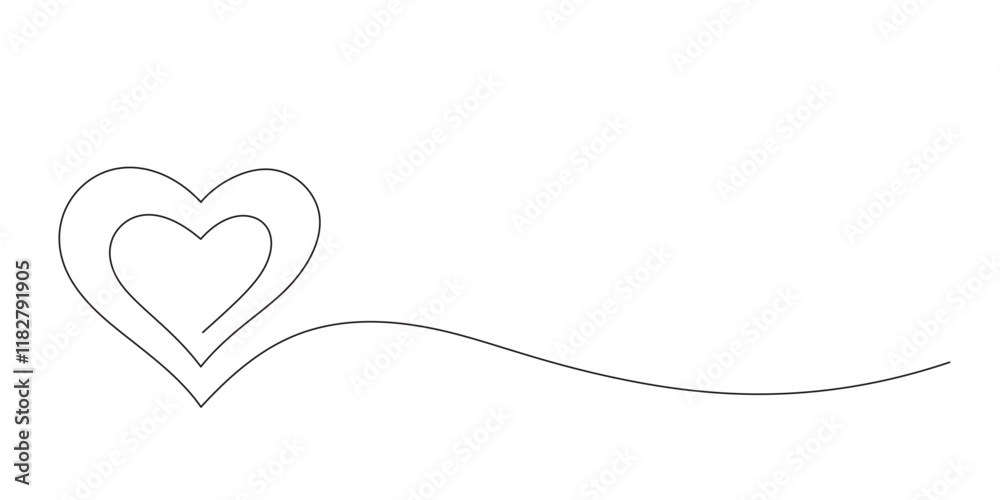 Heart and Love sign in continuous one line drawing. Romantic symbol in simple linear good for valentine's day celebration Heart and Love sign in continuous one line drawing. Romantic symbol in simple linear good for valentine's day celebration