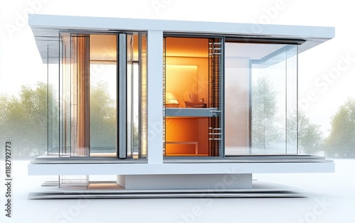 Photorealistic Cross Section of PVC Window Profile with Soft Natural Lighting on White Background photo