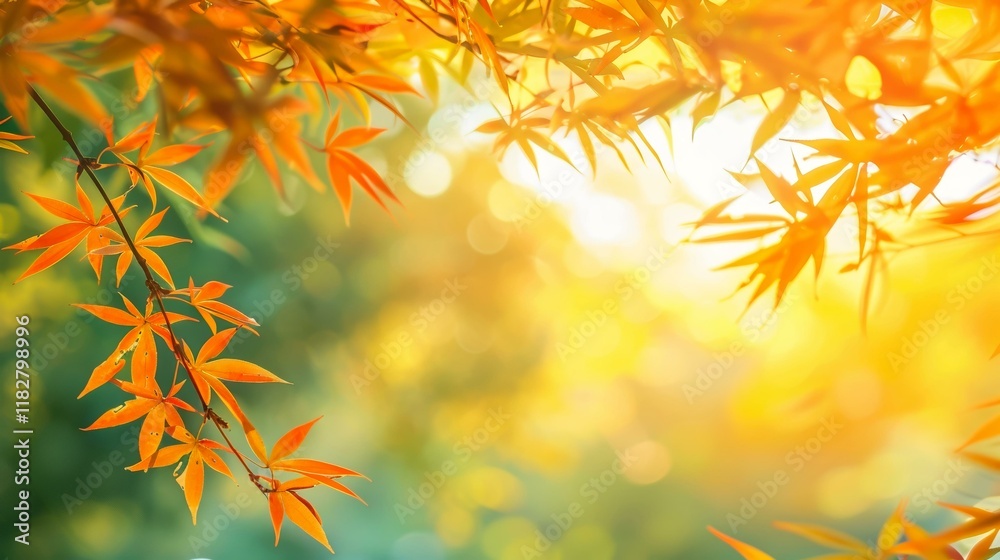 Autumn leaves with golden sunlight create vibrant natural background for seasonal and nature-themed projects Autumn leaves with golden sunlight create vibrant natural background for seasonal and nature-themed projects