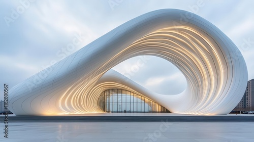 Smooth architectural forms with parallel symmetry, neutral modernism concept