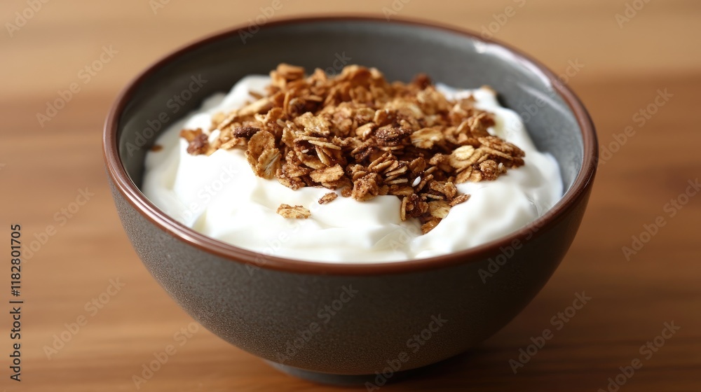 A minimalist breakfast bowl with Greek yogurt and a sprinkle of granola. A minimalist breakfast bowl with Greek yogurt and a sprinkle of granola.